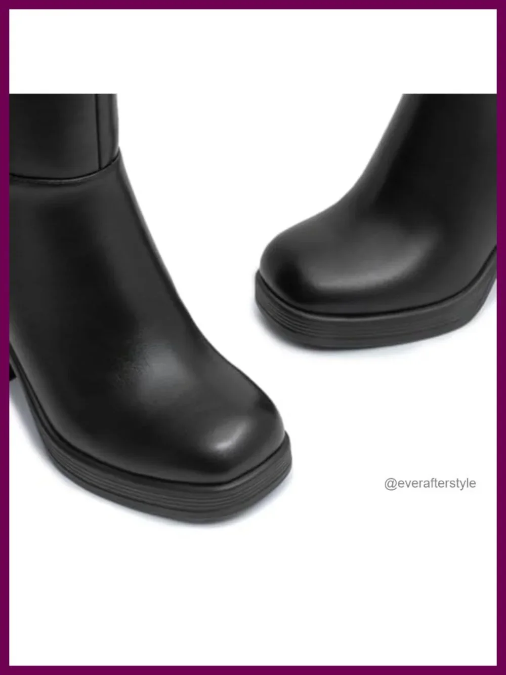 Women's Square Toe Platform Ankle Boots Chunky Heel Zip Side PU Leather